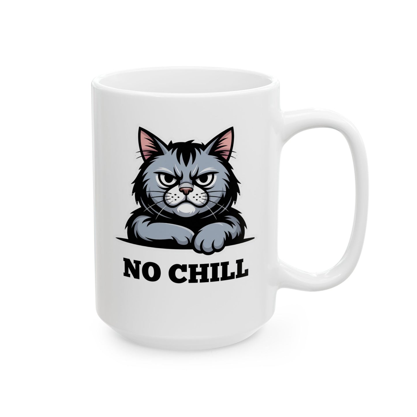 Funny Cat Coffee Mug – Angry Cat Mug for Work and Home – “No Chill” Design