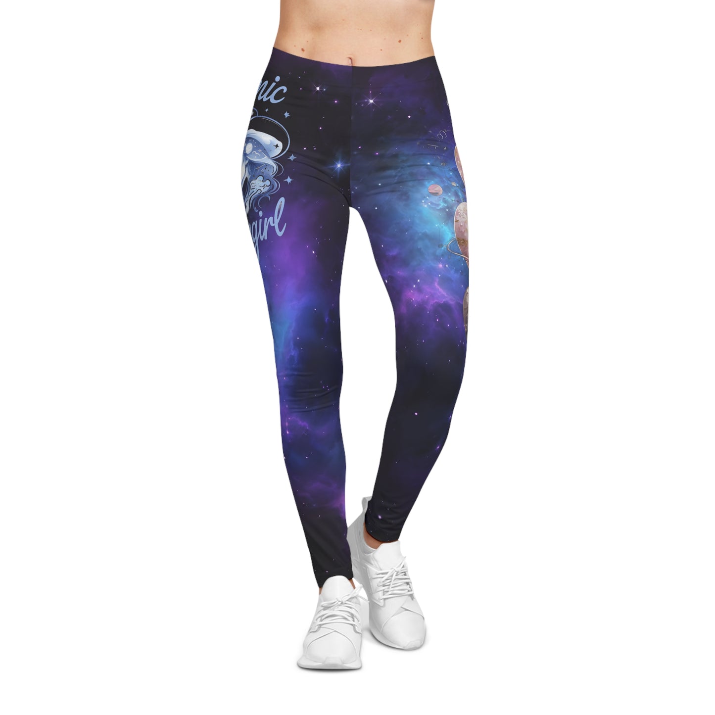 Cosmic Espressions Women's Casual Leggings - Galaxy Print Leggings with Planets