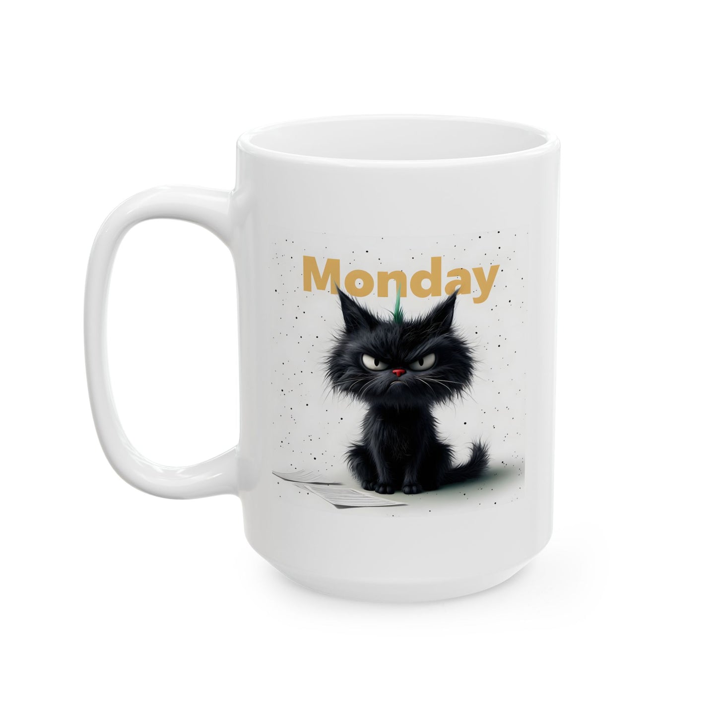 Motivational Cat Ceramic Mug - Perfect for Coffee Lovers, 15oz