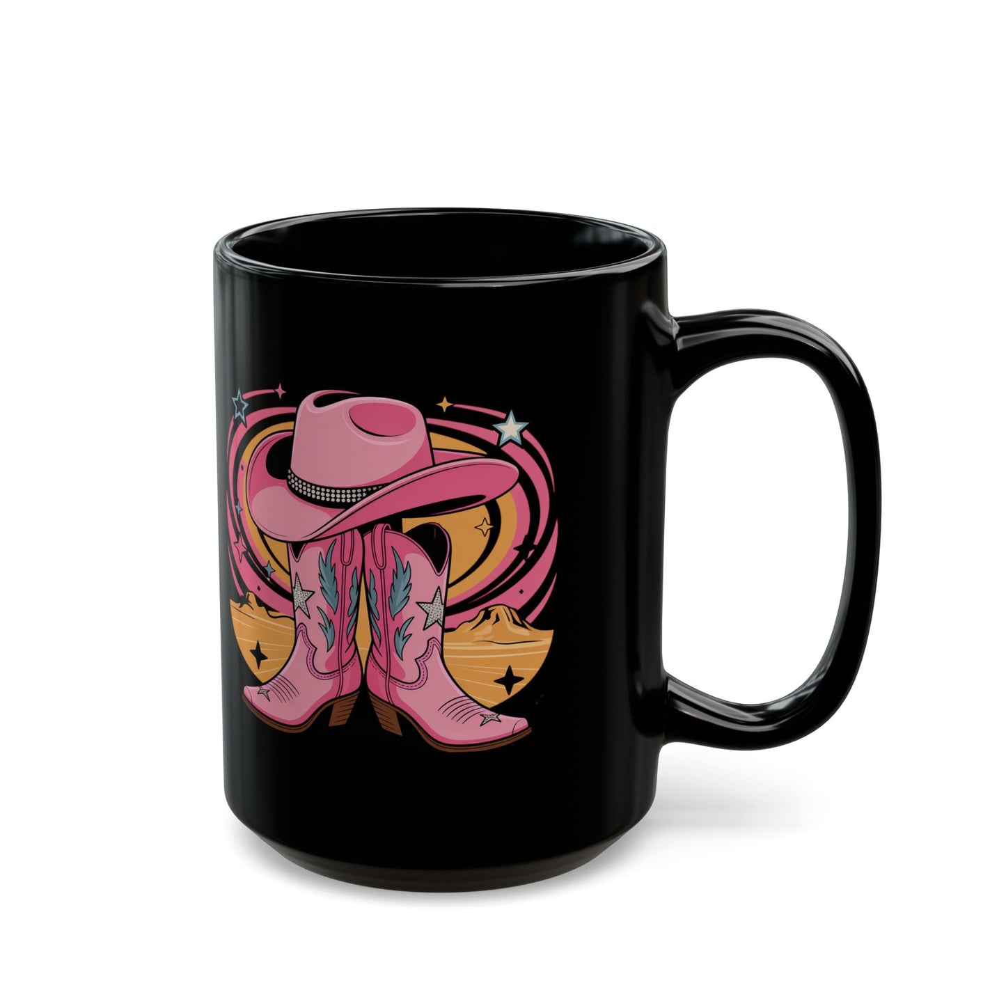 Boots and Hat Black Mug (15oz)