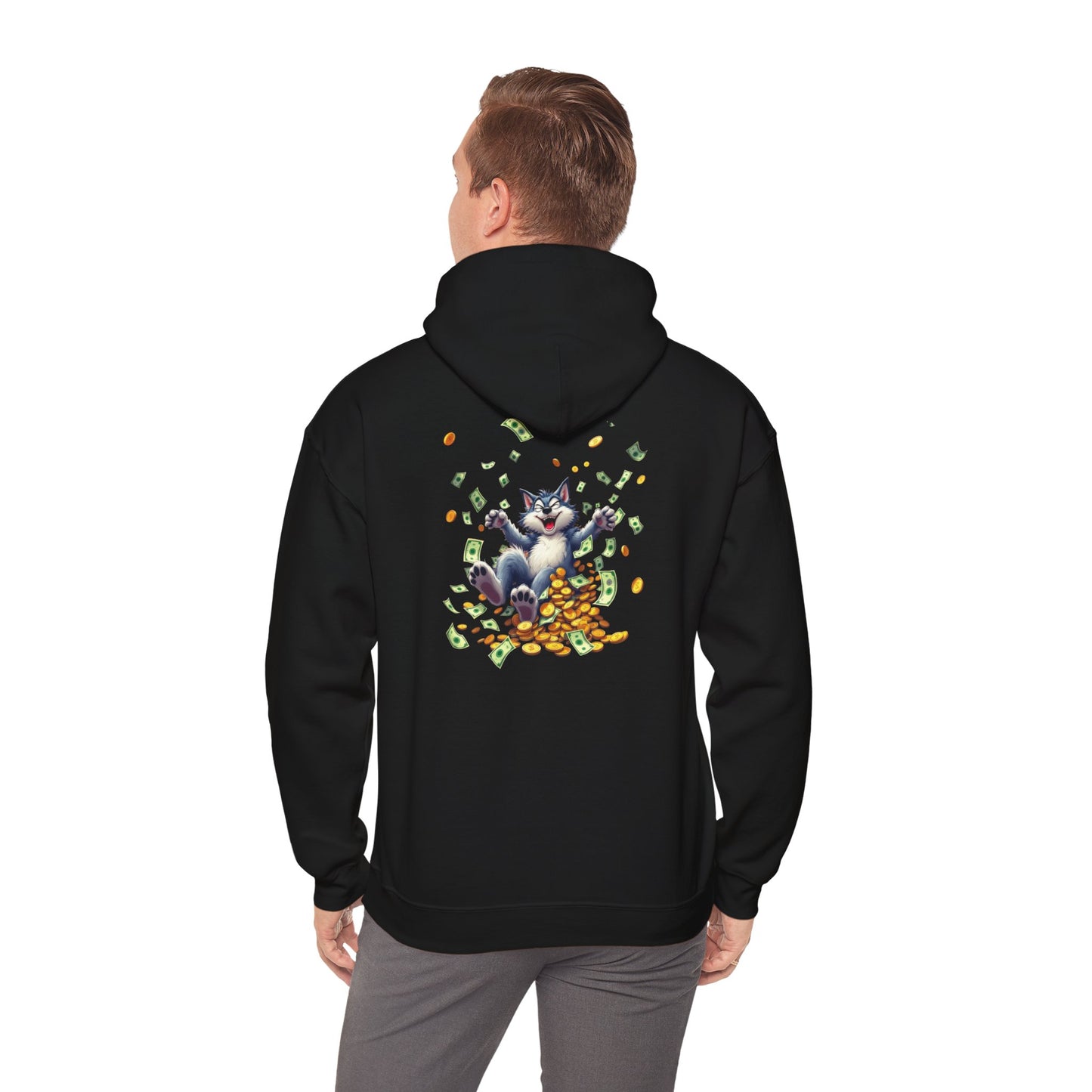 Unisex heavy blend hoodie, Playful Wolf,  Marty Byrd'n sweatshirt for casual wear, fun gift for friends and family