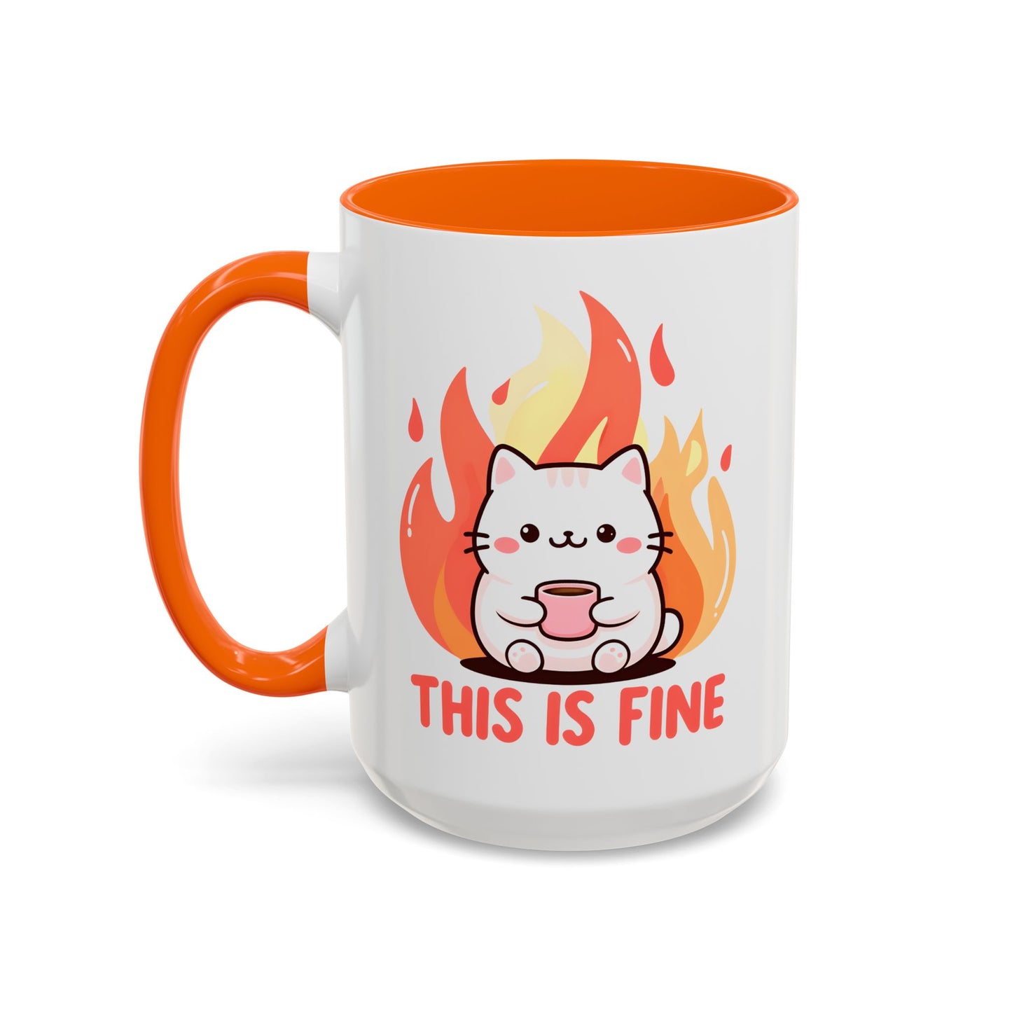 Cute Cat This Is Fine Coffee Mug - Accent Design  15oz