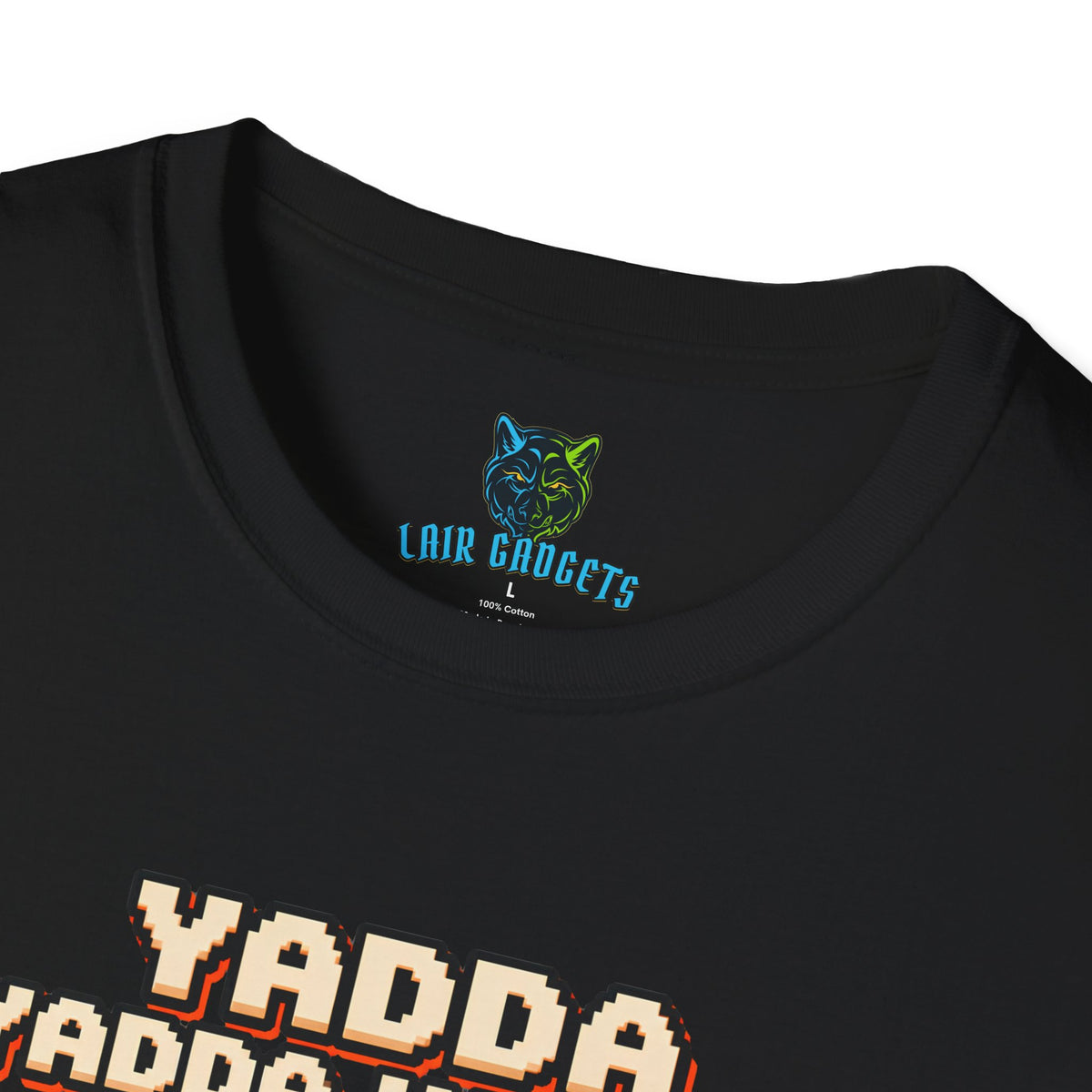 Yadda Yadda Yadda Game Over pixel art spaceship graphic tee, alternate view