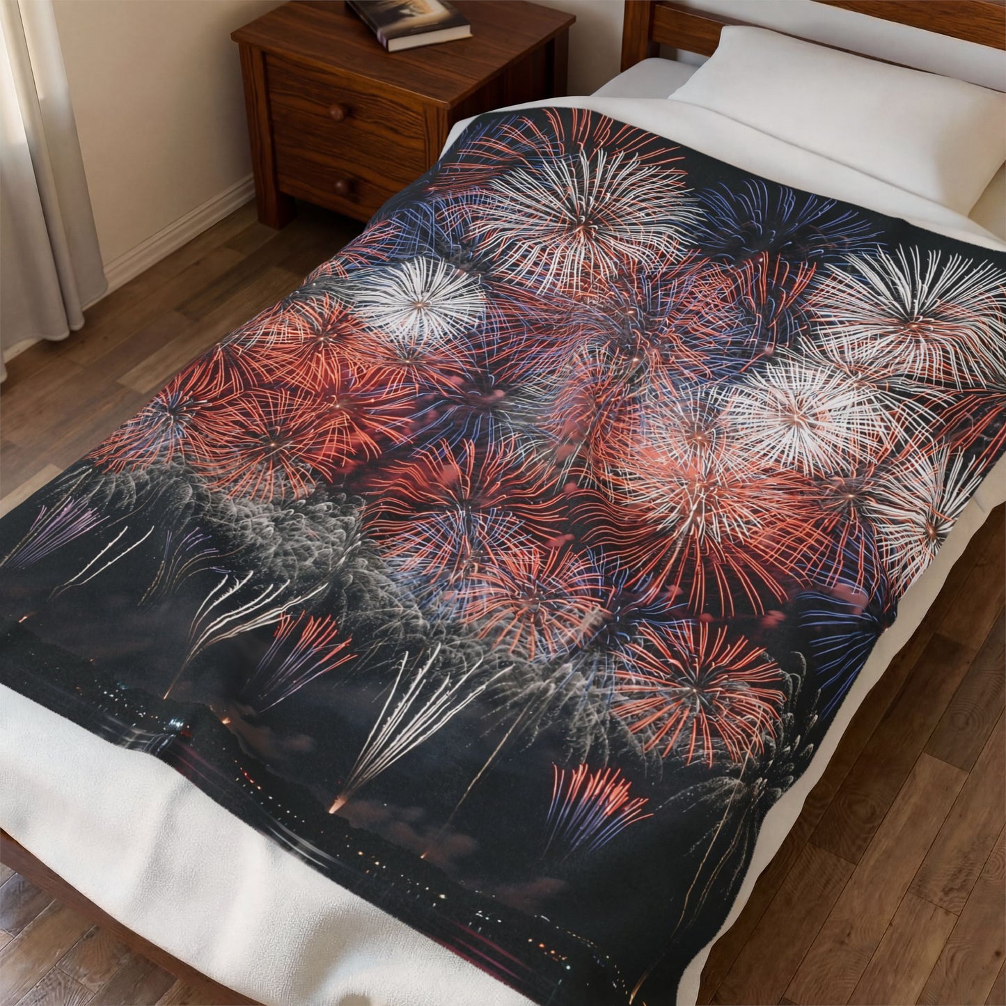 Fireworks Throw Blanket 60x80 – Patriotic Americana Celebration Decor – Soft Plush Accent for Couch Bed Chair – by Lair Gadgets
