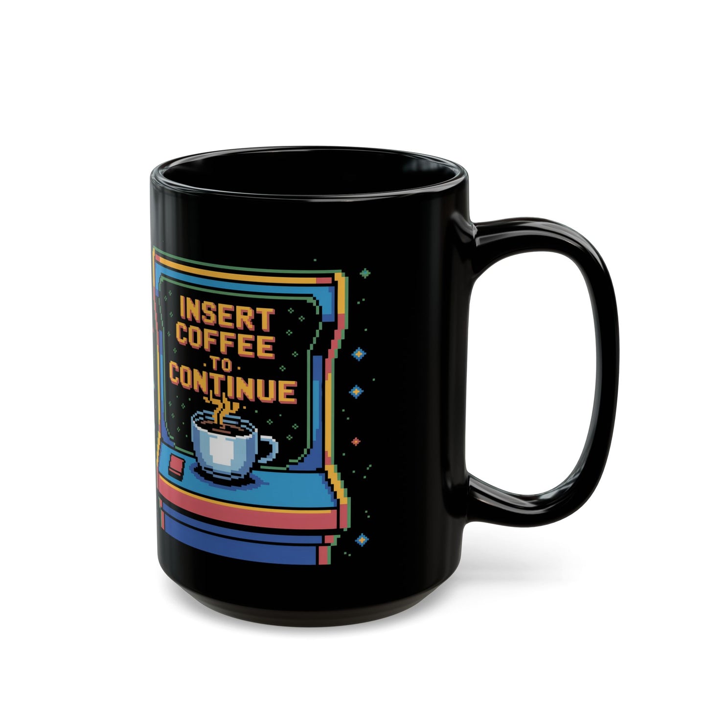Retro Gamer Coffee Mug, Fun Ceramic Cup for Gamers, Video Game Lover Gift, Retro Arcade Decor, Insert Coffee to Continue