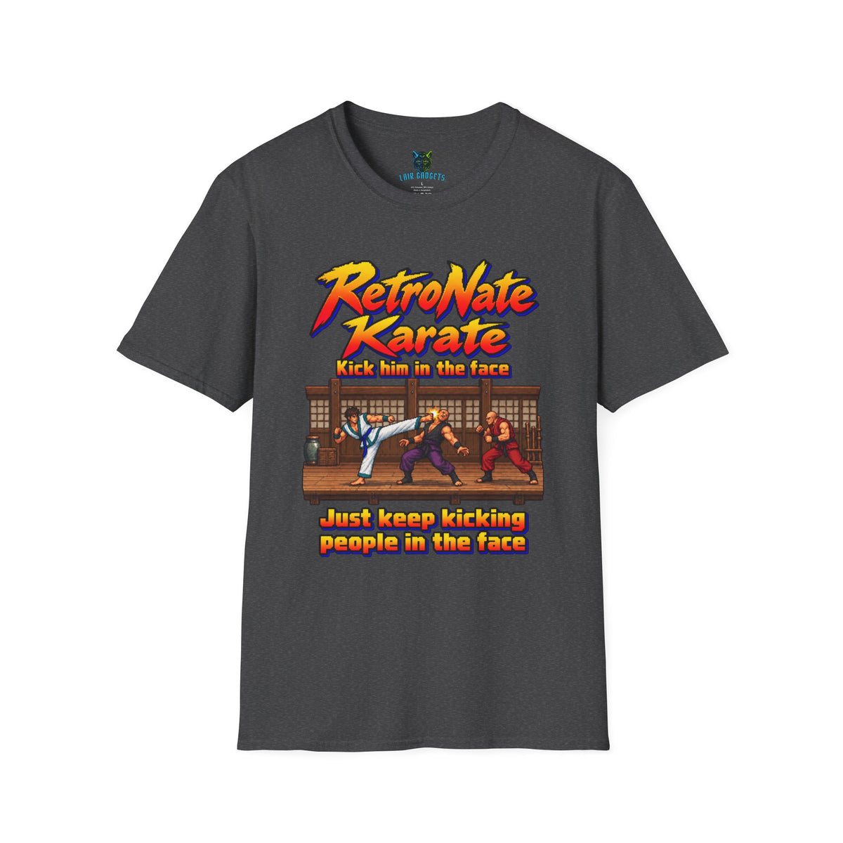 RetroNate Karate T-Shirt – Kick Him in the Face Retro Gaming Tee