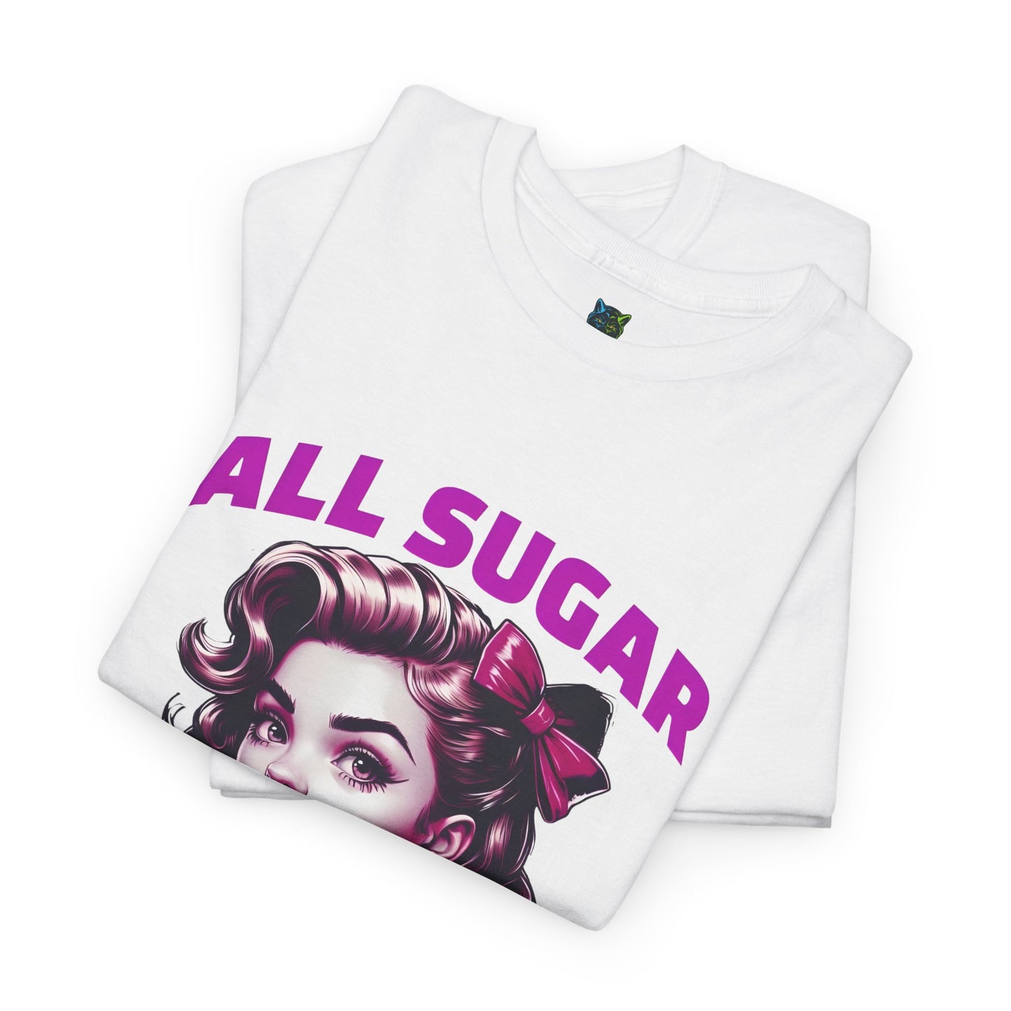 All Sugar No Daddy Heavy Cotton Tee - Fun Retro Graphic Tee for Sweet Tooth Lovers