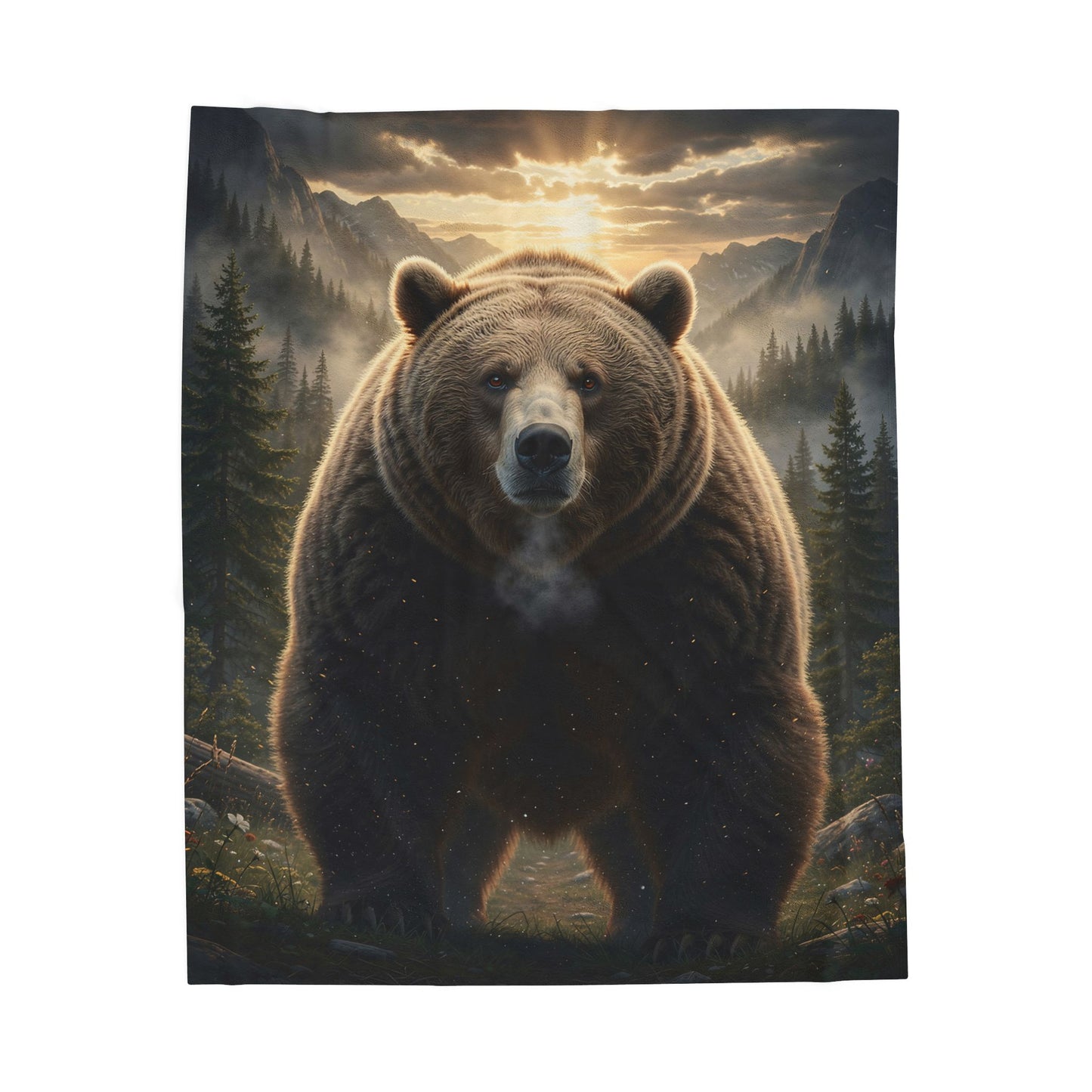 Bear Throw Blanket 60x80 – Rustic Wildlife Plush Blanket for Couch Bed Sofa – Mountain Lodge Decor – Mountain Titan by Lair Gadgets