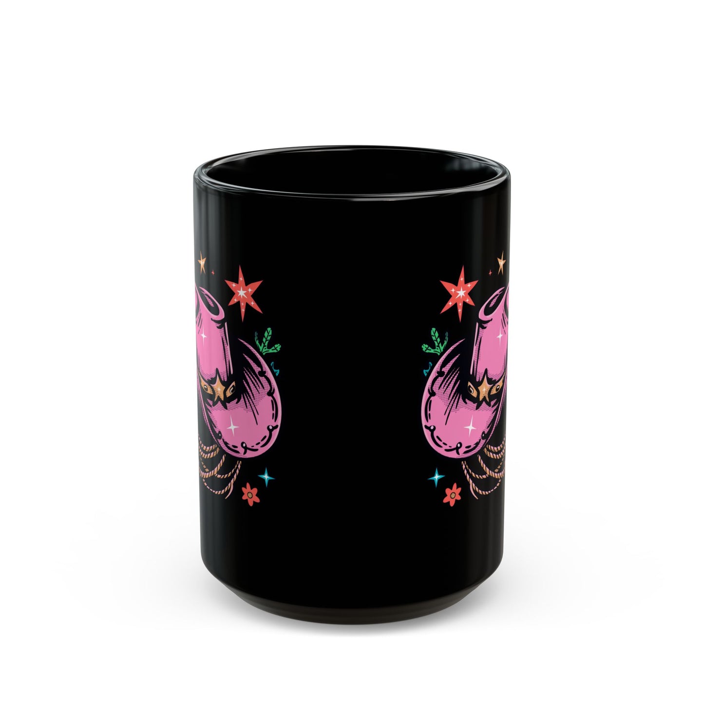 Pink cowgirl hat Black Mug (15oz)