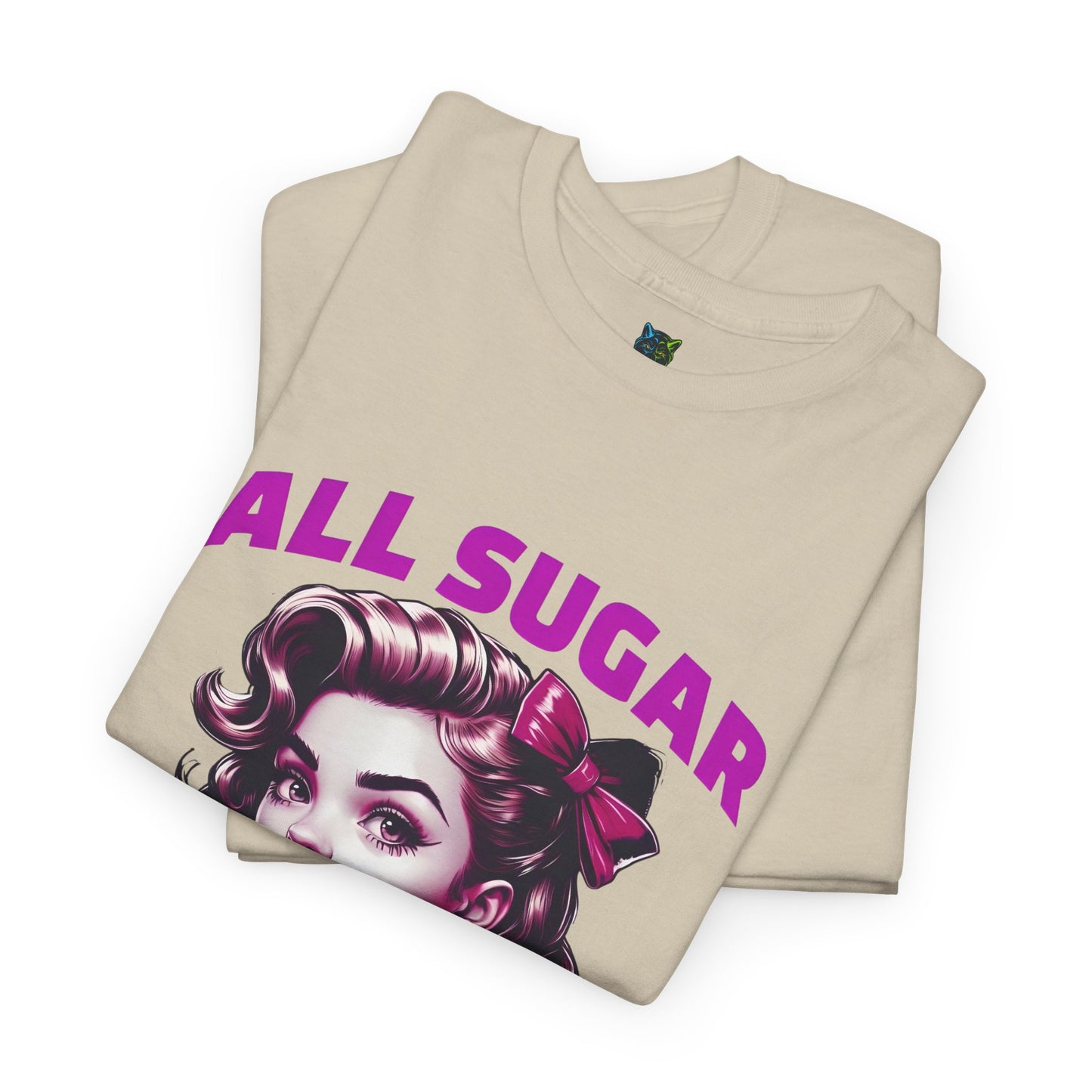 All Sugar No Daddy Heavy Cotton Tee - Fun Retro Graphic Tee for Sweet Tooth Lovers