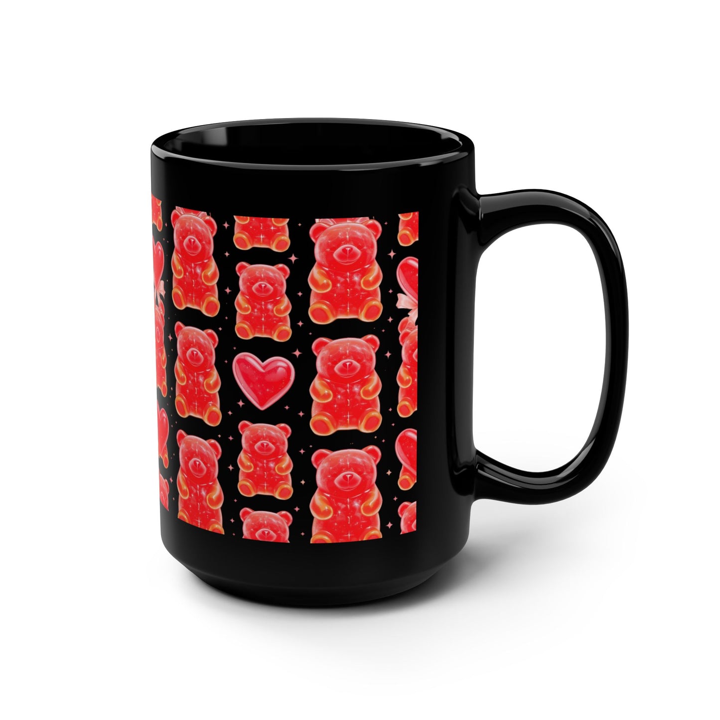 Gummy Bear Pattern 15oz Black Mug — Score 80
