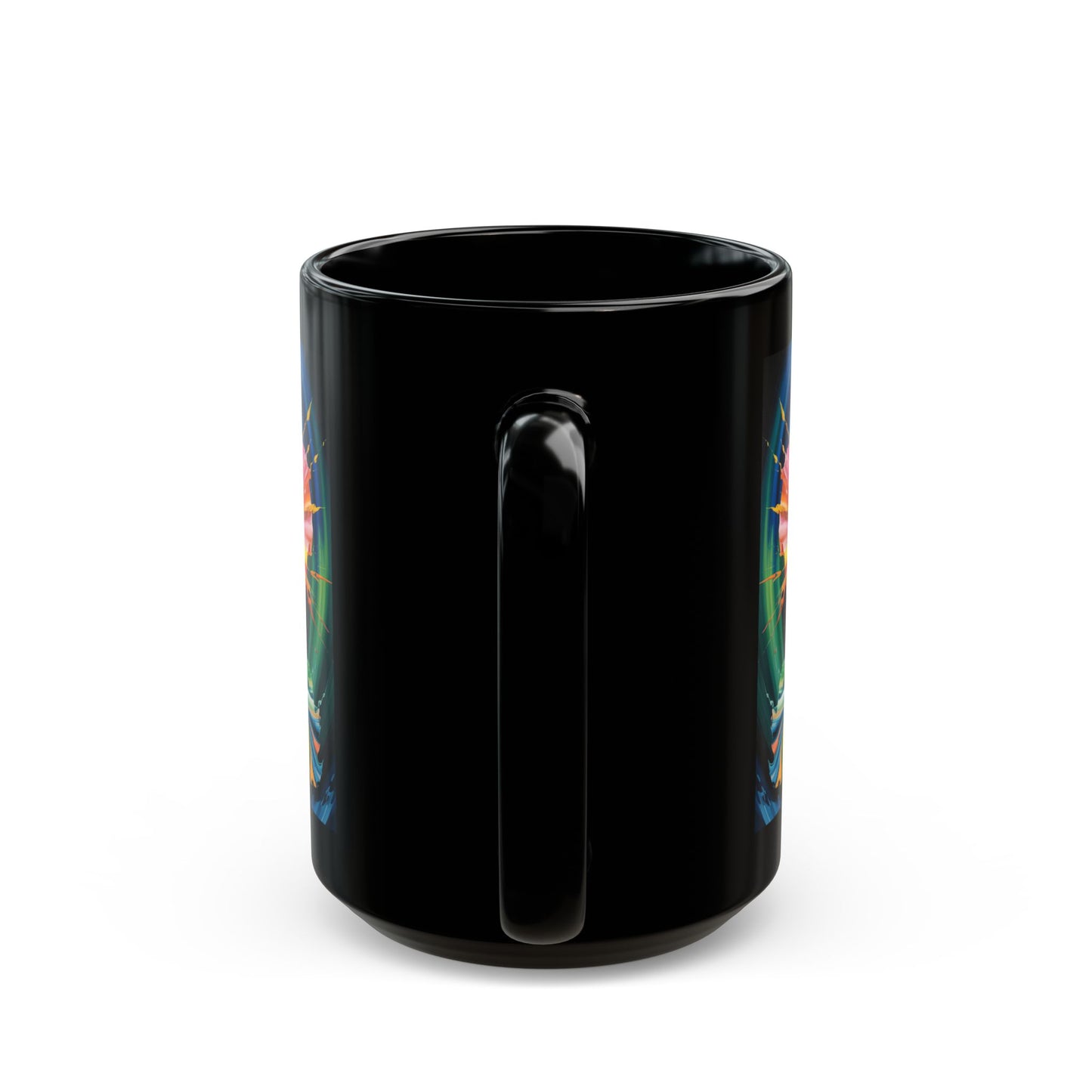 Bold Artistic Floral Coffee Mug 15oz Colorful Poppy Design by Lair Gadgets Black Mug (15oz)