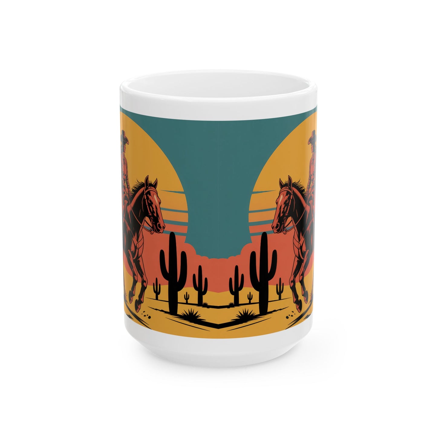 Cowgirl riding Ceramic Mug, (11oz, 15oz)