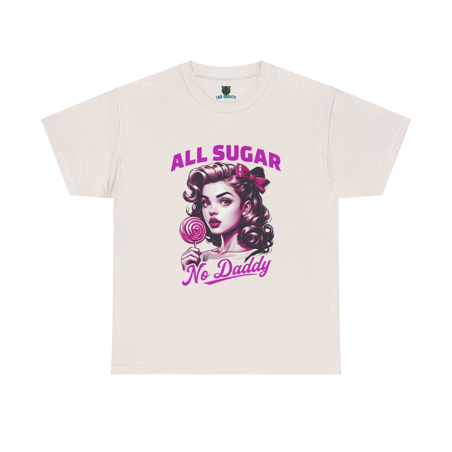 All Sugar No Daddy Heavy Cotton Tee - Fun Retro Graphic Tee for Sweet Tooth Lovers