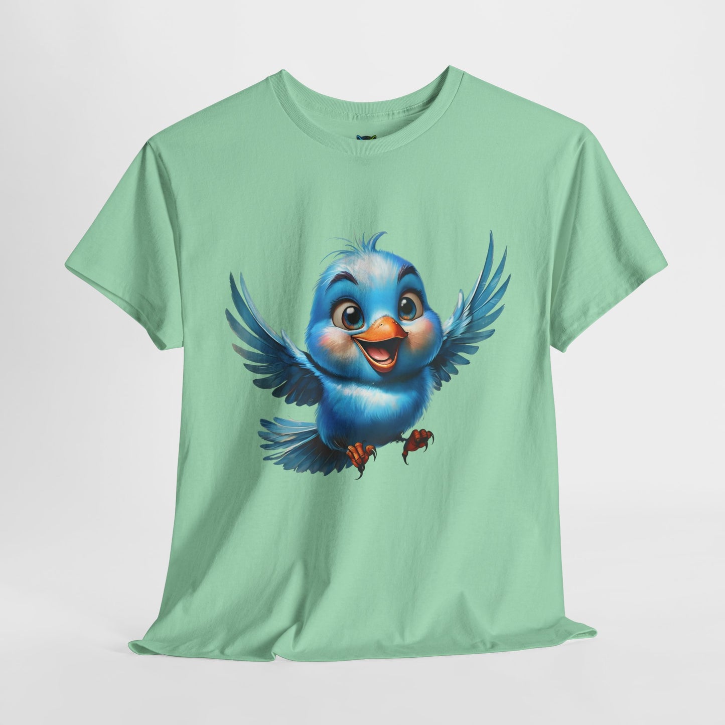 Playful Bluebird  Heavy Cotton Tee - Perfect for Nature Lovers & Everyday Wear