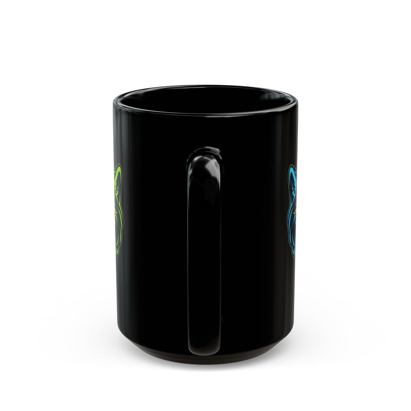 Lair Gadgets Vibrant Wolf Ceramic Coffee Mug, Glossy Black Finish, Ideal for Everyday Use