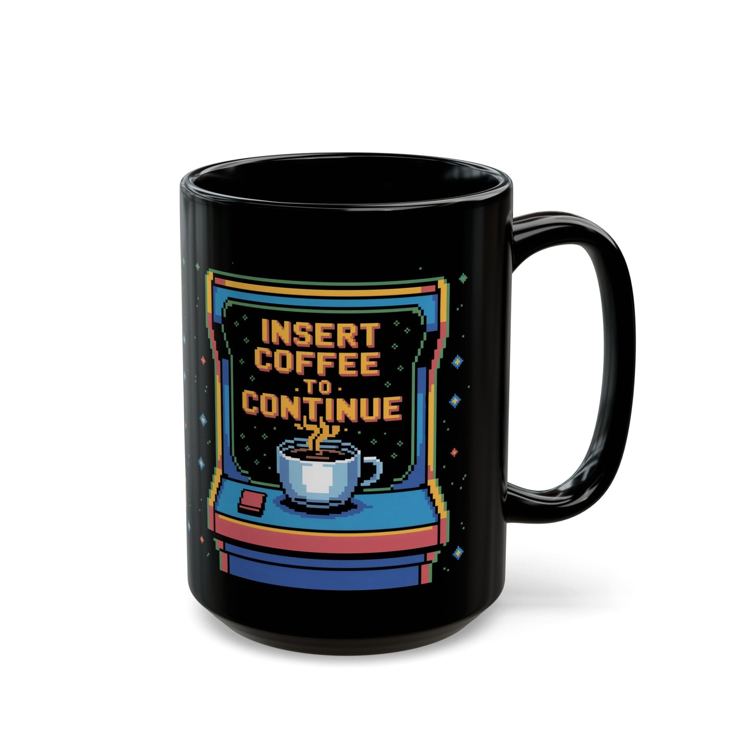 Retro Gamer Coffee Mug, Fun Ceramic Cup for Gamers, Video Game Lover Gift, Retro Arcade Decor, Insert Coffee to Continue
