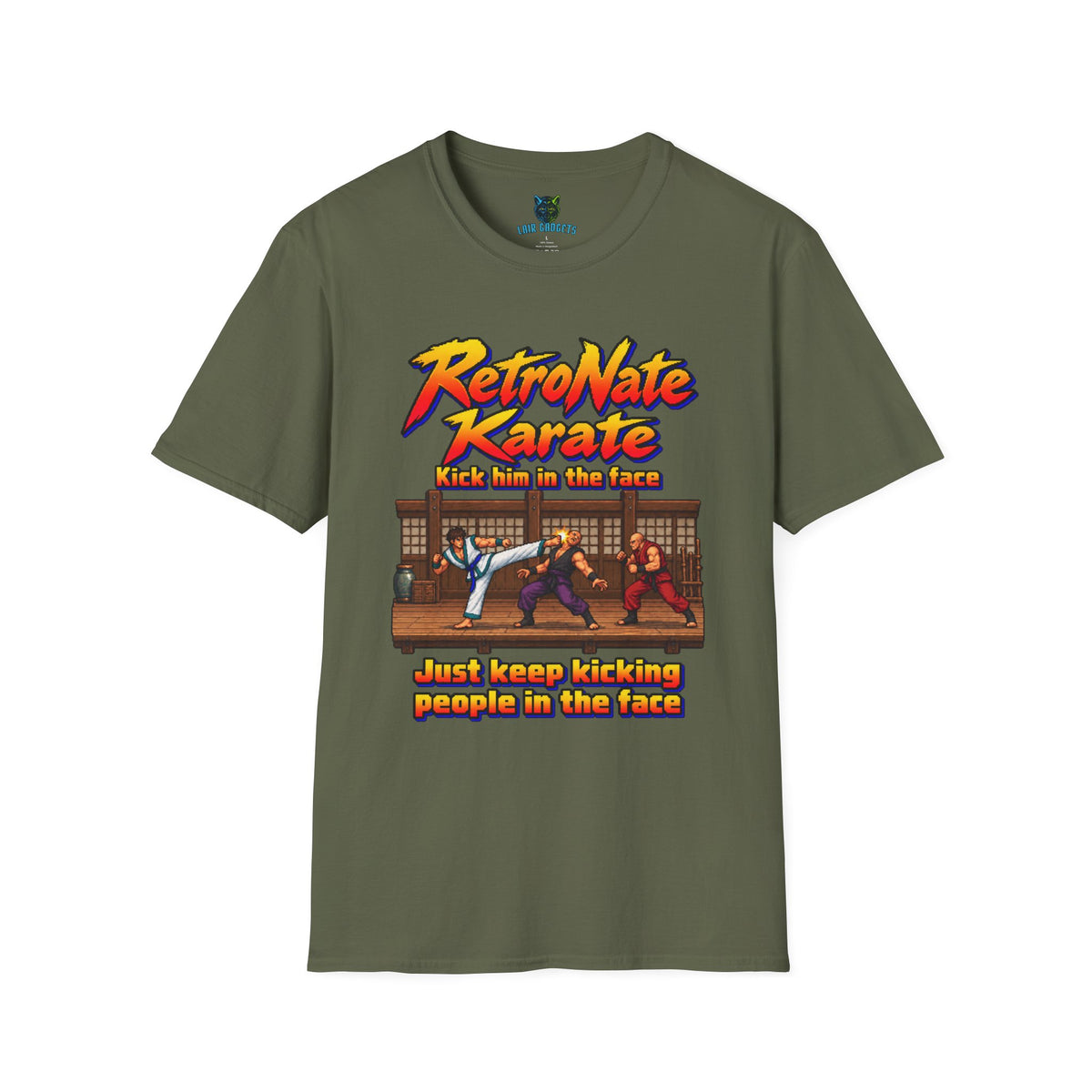 RetroNate Karate T-Shirt – Kick Him in the Face Retro Gaming Tee