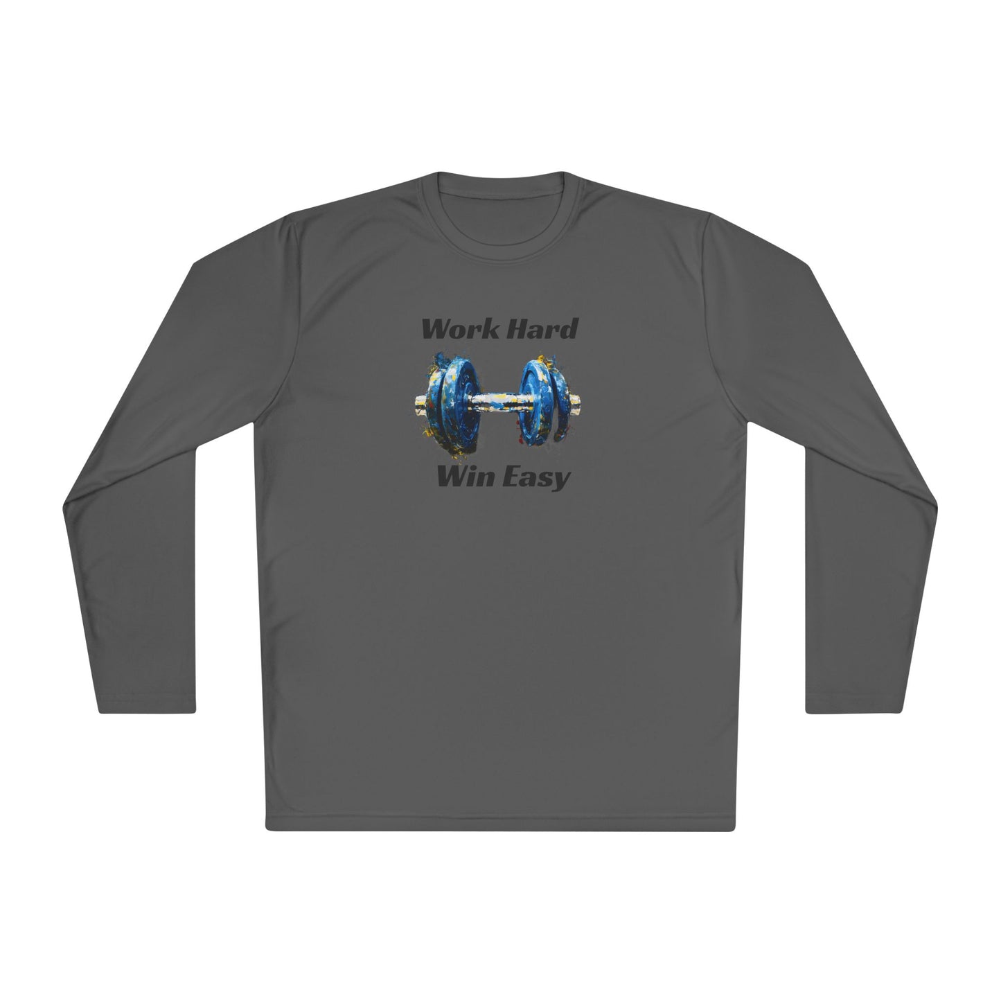 Motivational Workout Long Sleeve Tee - "Work Hard Win Easy"