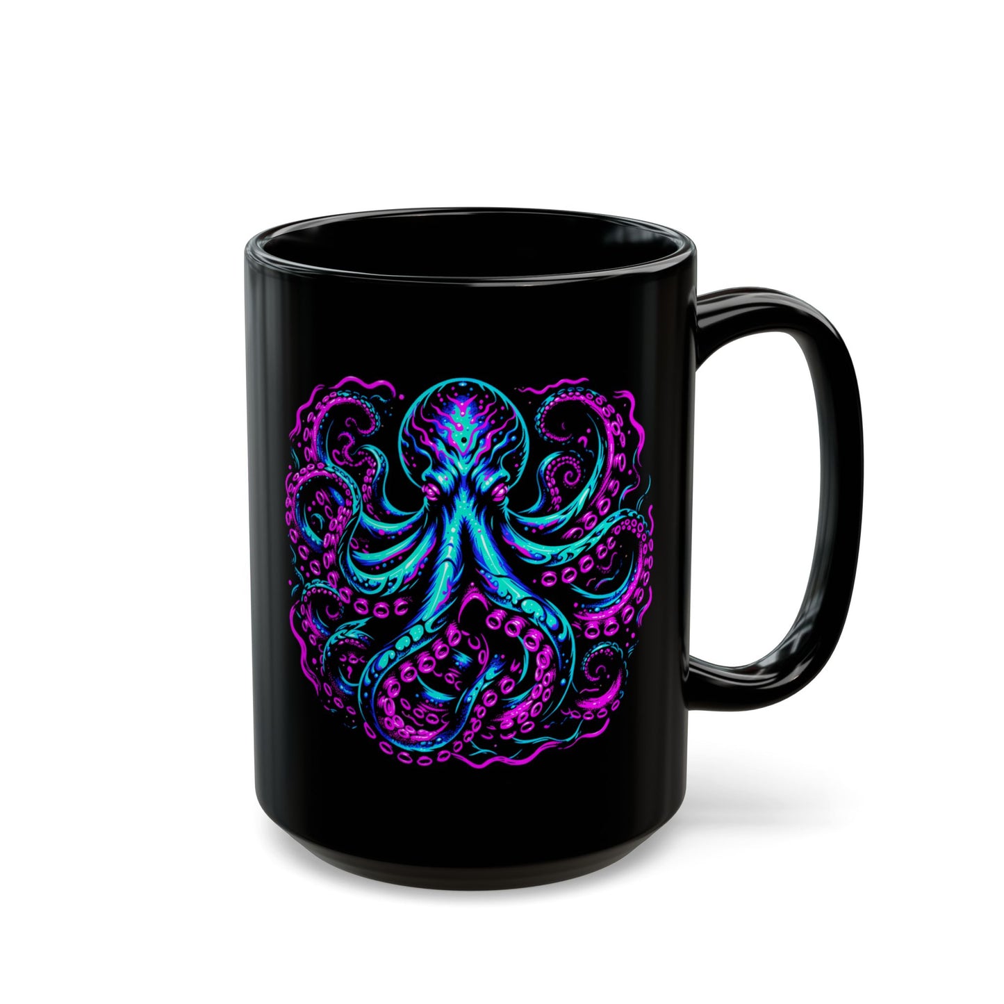 Neon Octopus Black Mug (11oz, 15oz)