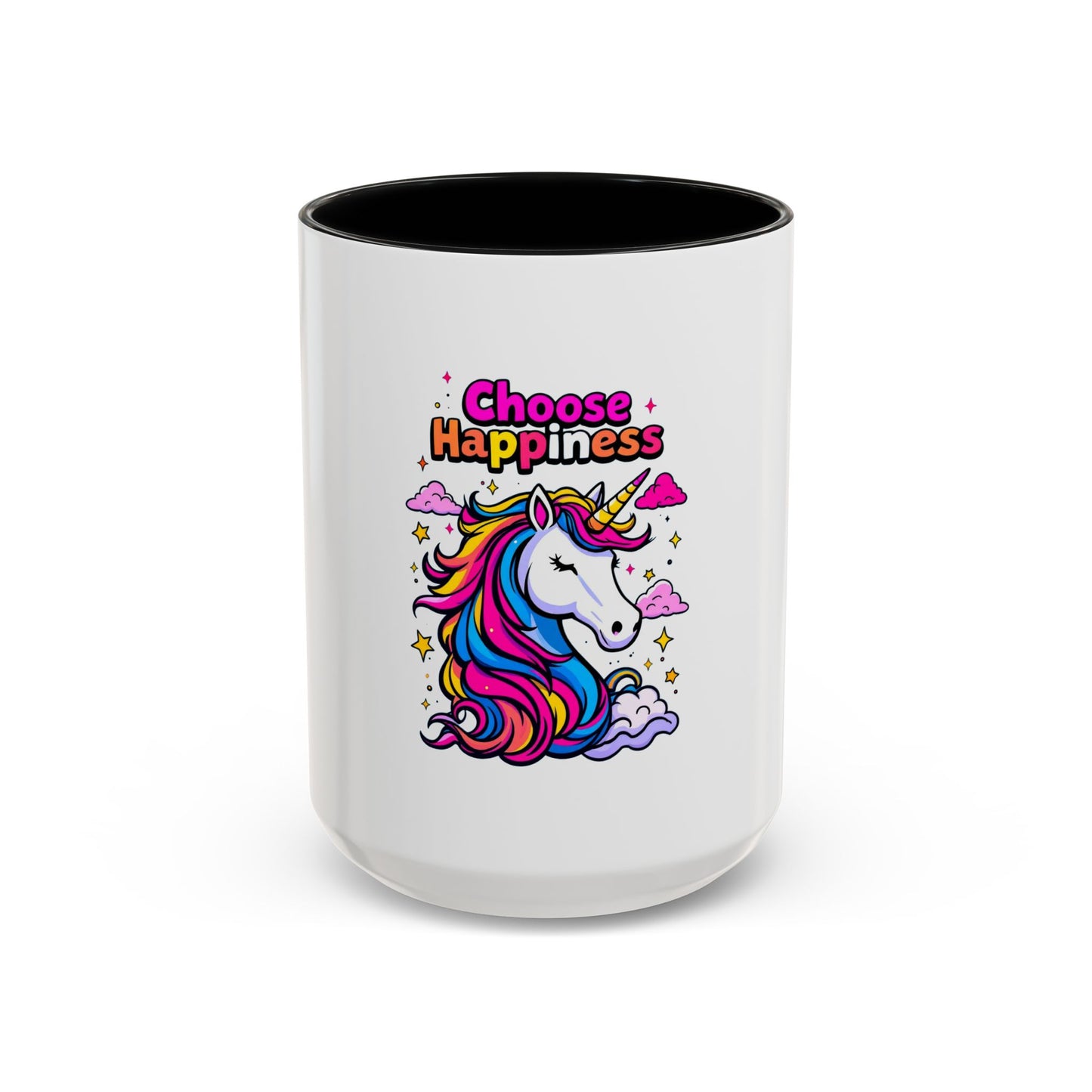 Unicorn Coffee Mug, 'Choose Happiness' Design, Glossy Finish for Morning Motivation