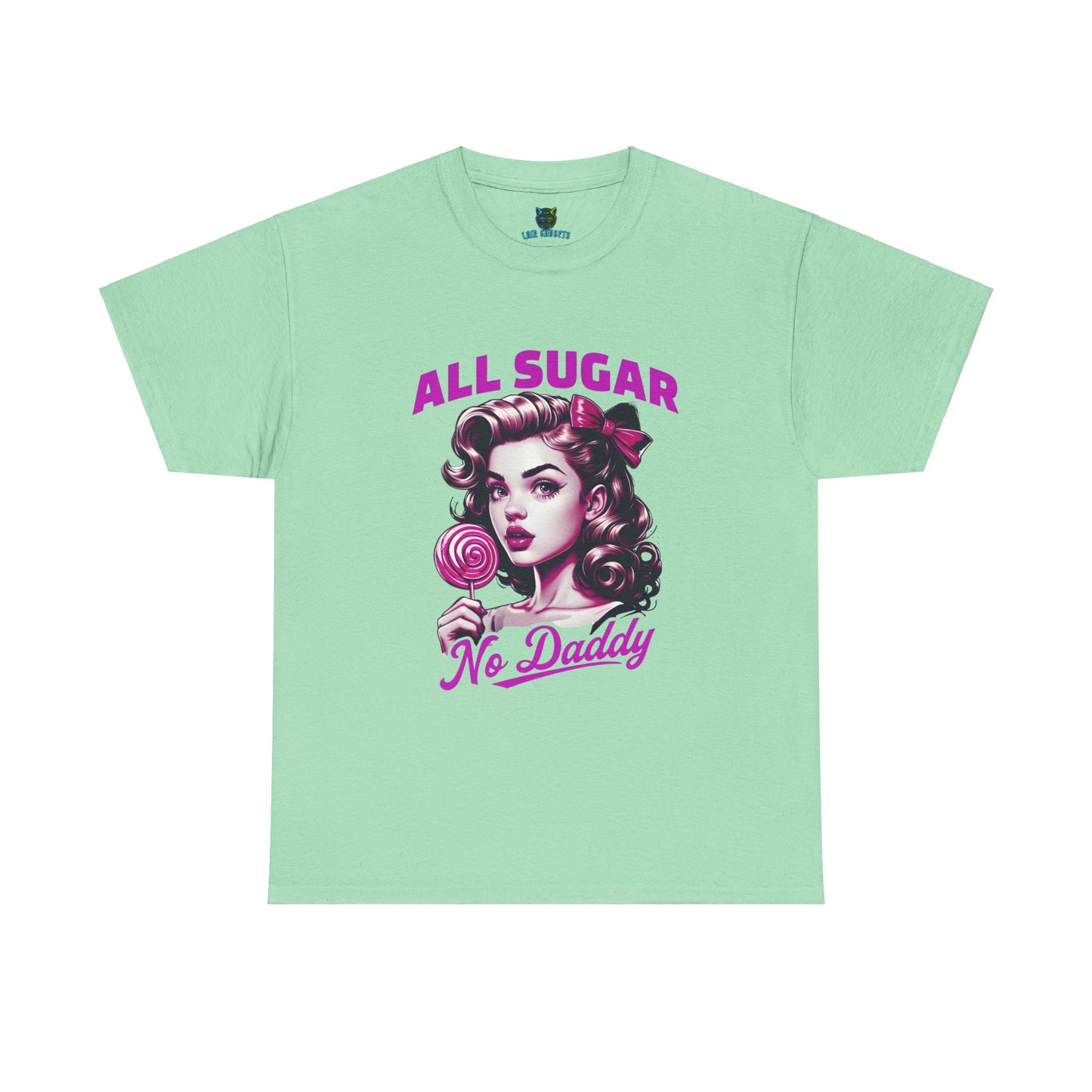 All Sugar No Daddy Heavy Cotton Tee - Fun Retro Graphic Tee for Sweet Tooth Lovers