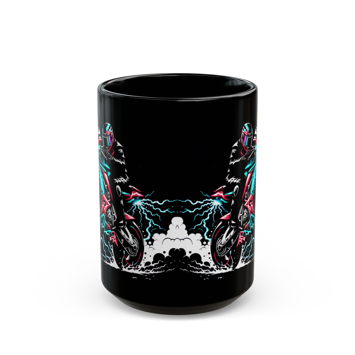 Red and Teal Sport Bike Black Mug (11oz, 15oz)
