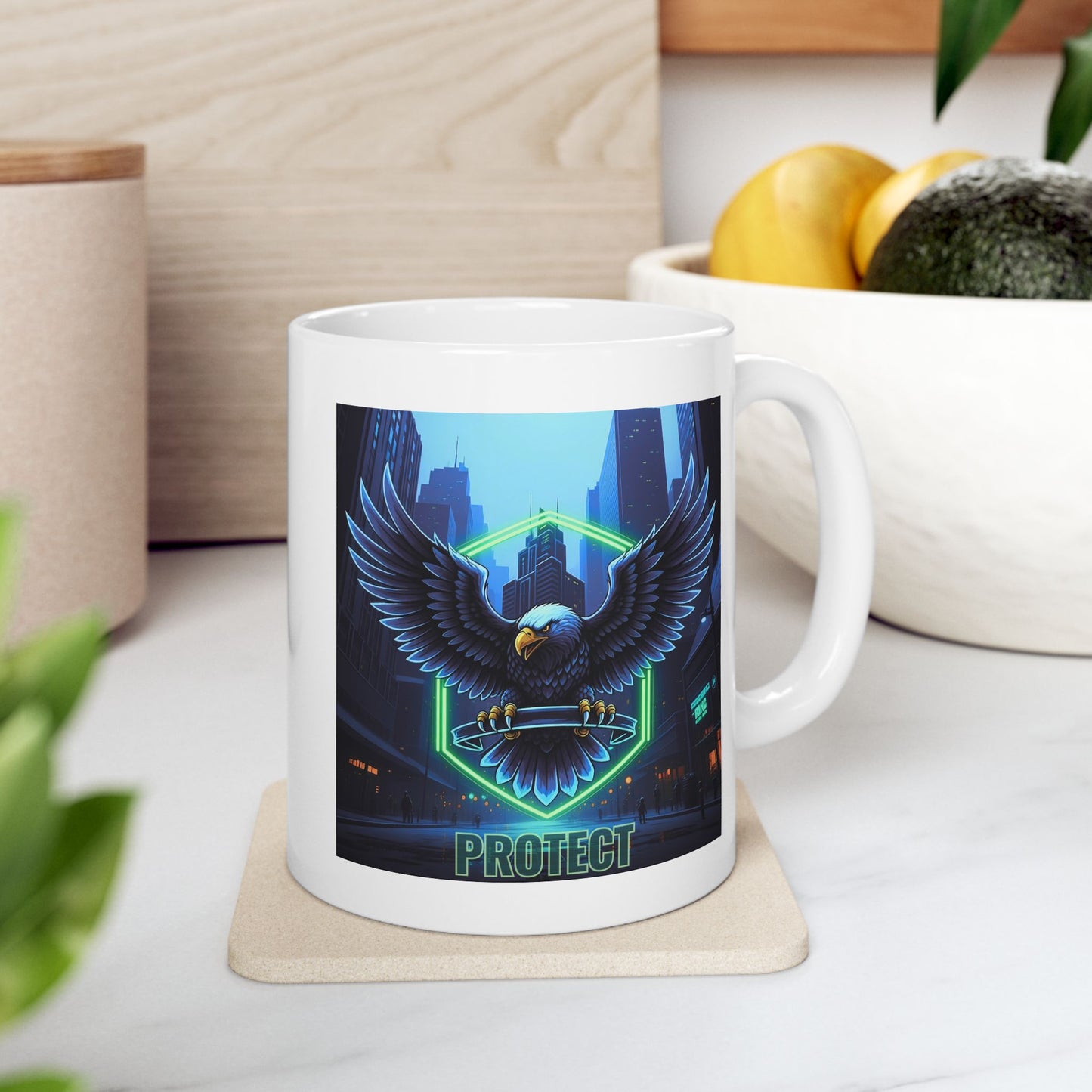 Neon Wings Ceramic Mug | Gift for Dreamers, Coffee Lovers, Art Enthusiasts, Home Decor, Inspirational Drinkware