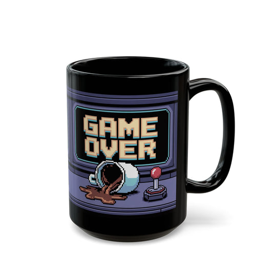 Retro Gamer Mug, Game Over Coffee Cup, Vintage Gamers Gift, Pixel Art Drinkware, Fun Gaming Accessories