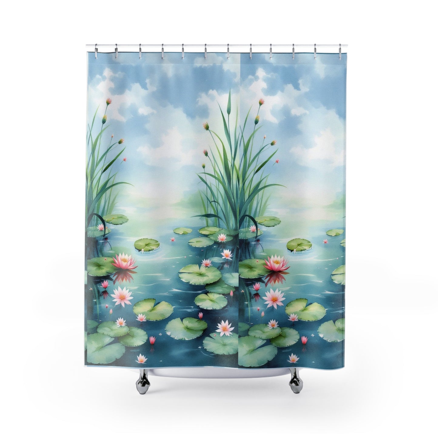 Lily Pad Pond Shower Curtain - Tranquil Water Scene to Refresh Your Space