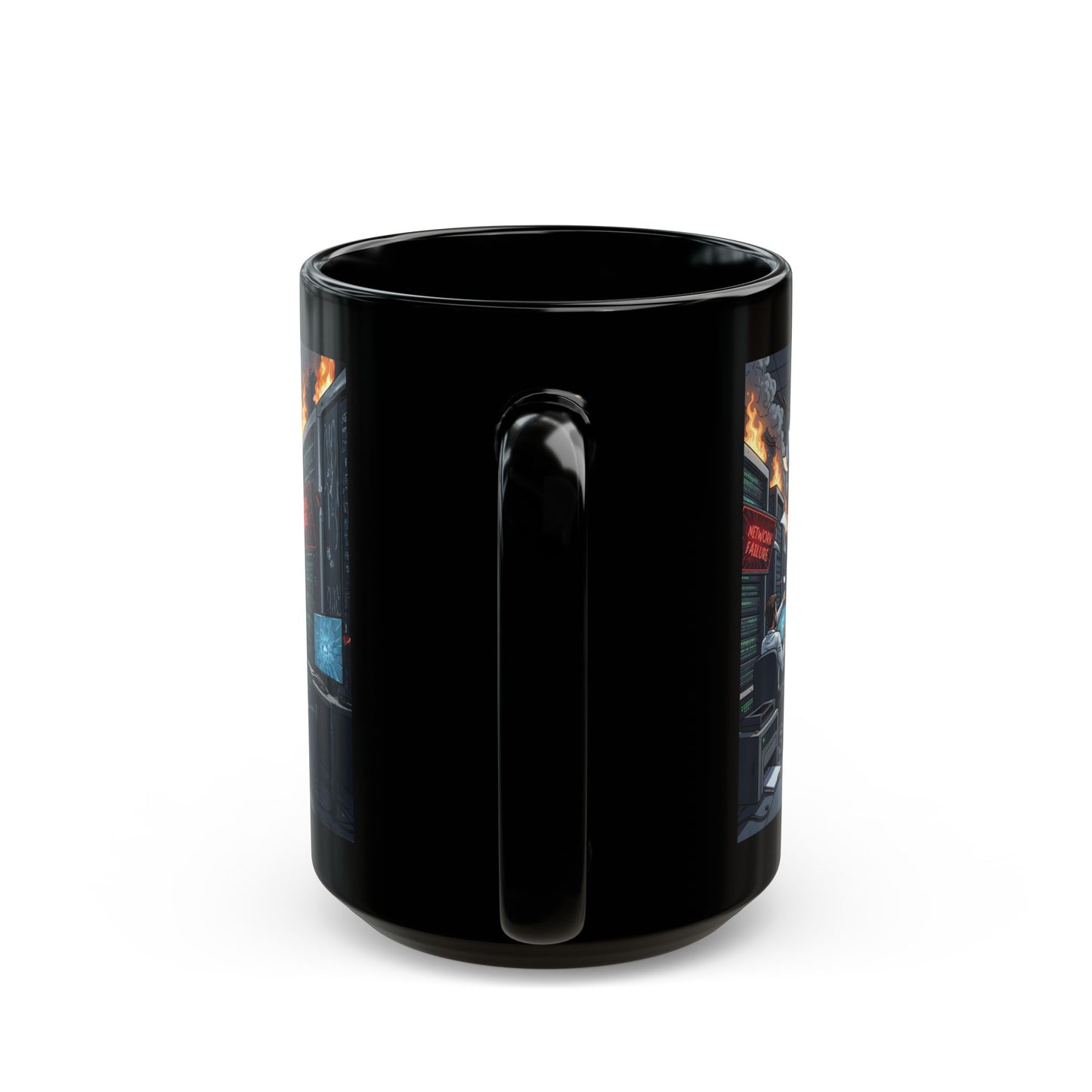 Black Mug — "Female Executive" Control Room System Down Design (11oz, 15oz)