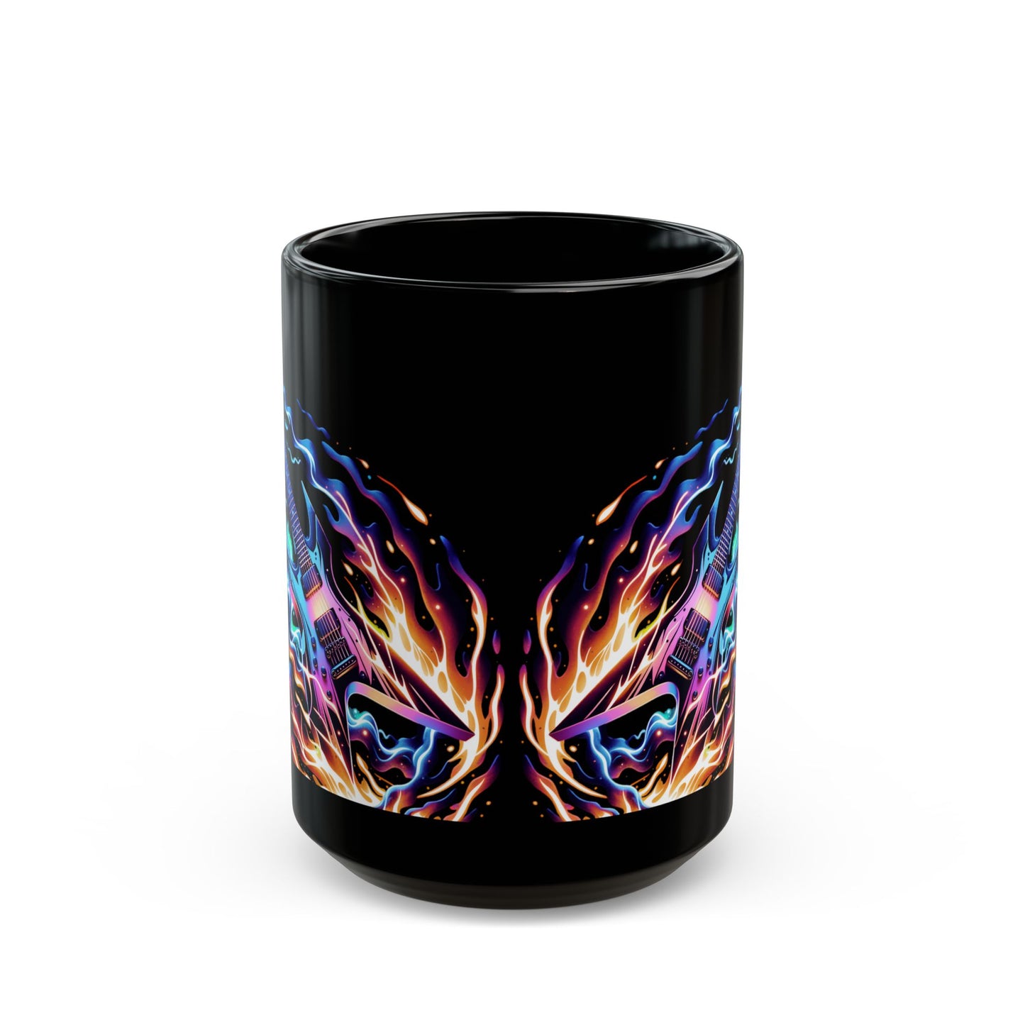 Flaming Guitar Black Mug (11oz, 15oz)