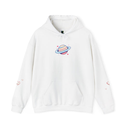 Cute Planet Love Unisex Hoodie, Comfortable Space-Themed Sweatshirt for Cosmic Explorers