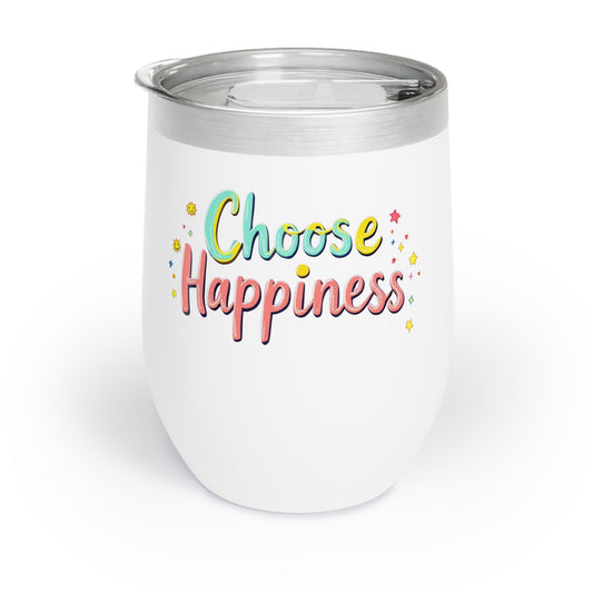 Stainless Steel Wine Tumbler with 'Choose Happiness' Message, 20 oz