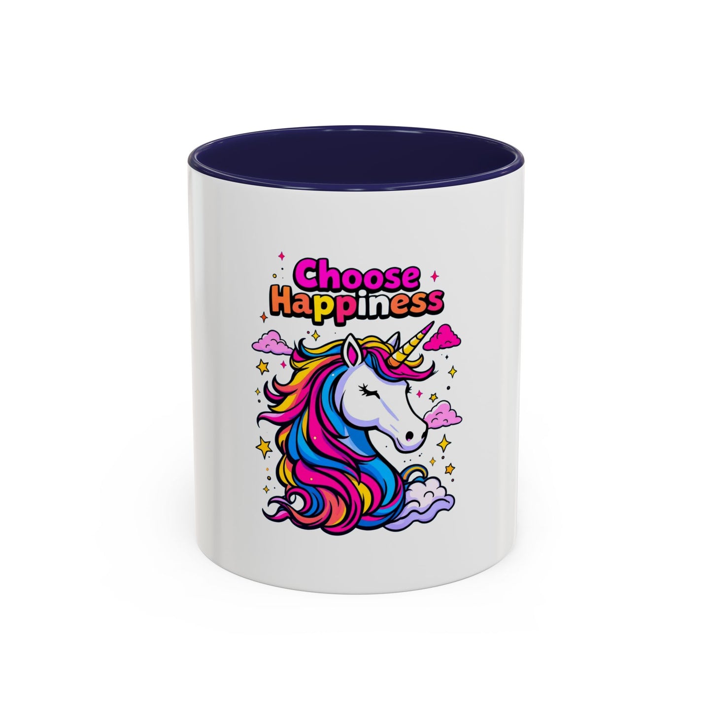 Unicorn Coffee Mug, 'Choose Happiness' Design, Glossy Finish for Morning Motivation