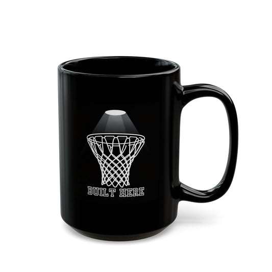 Basketball Hoop Black Mug — 'Built Here' Court Pride Coffee Cup (15oz)