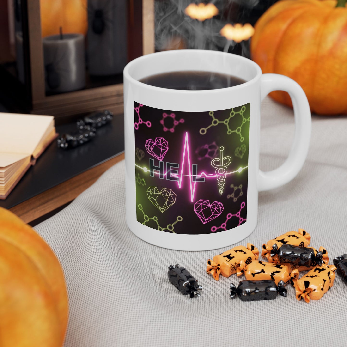 Medical Mug, Healthcare Coffee Mug, Caduceus Mug, Science Mug, Doctor Mug, Nurse Mug, Gift for Med Students, Heartbeat Mug, Molecular Mug
