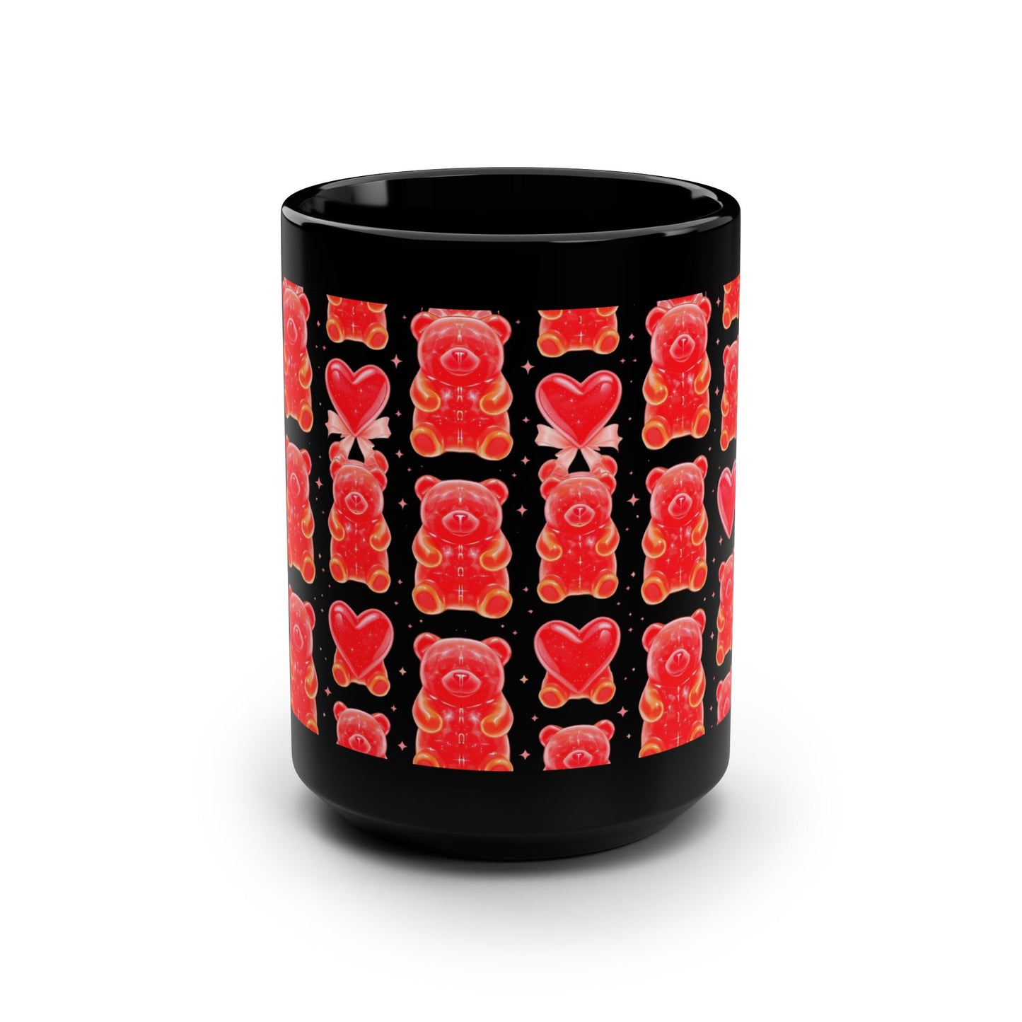 Gummy Bear Pattern 15oz Black Mug — Score 80