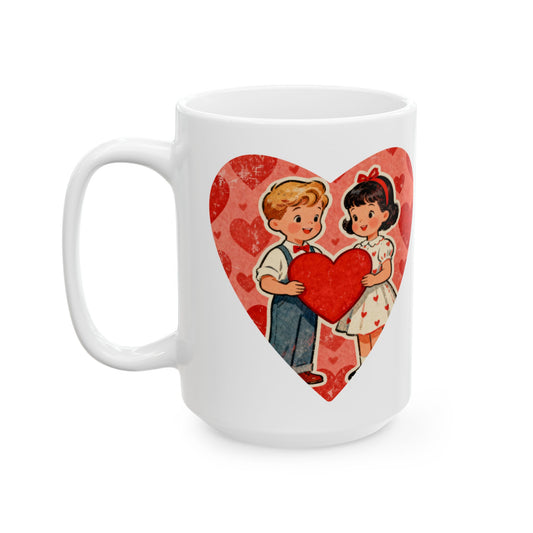 Retro Kids Heart Ceramic Mug 15oz- Score 72