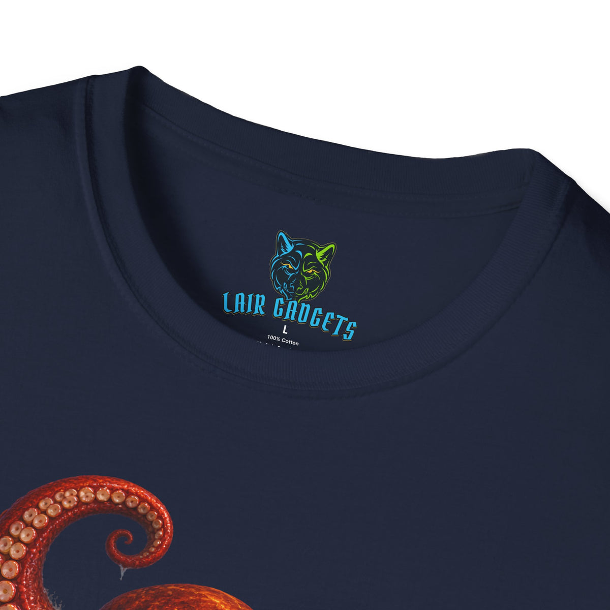 Giant octopus wrapping a cruise ship graphic tee, alternate view