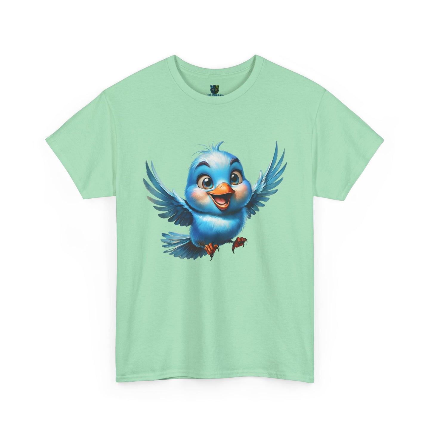 Playful Bluebird  Heavy Cotton Tee - Perfect for Nature Lovers & Everyday Wear