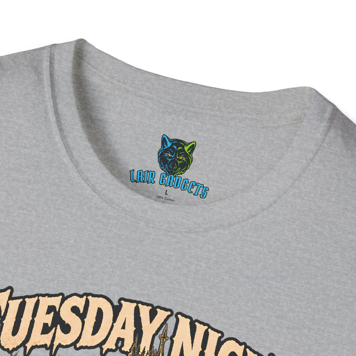 Tuesday Night Let's Go Together haunted mansion horror graphic tee, alternate view