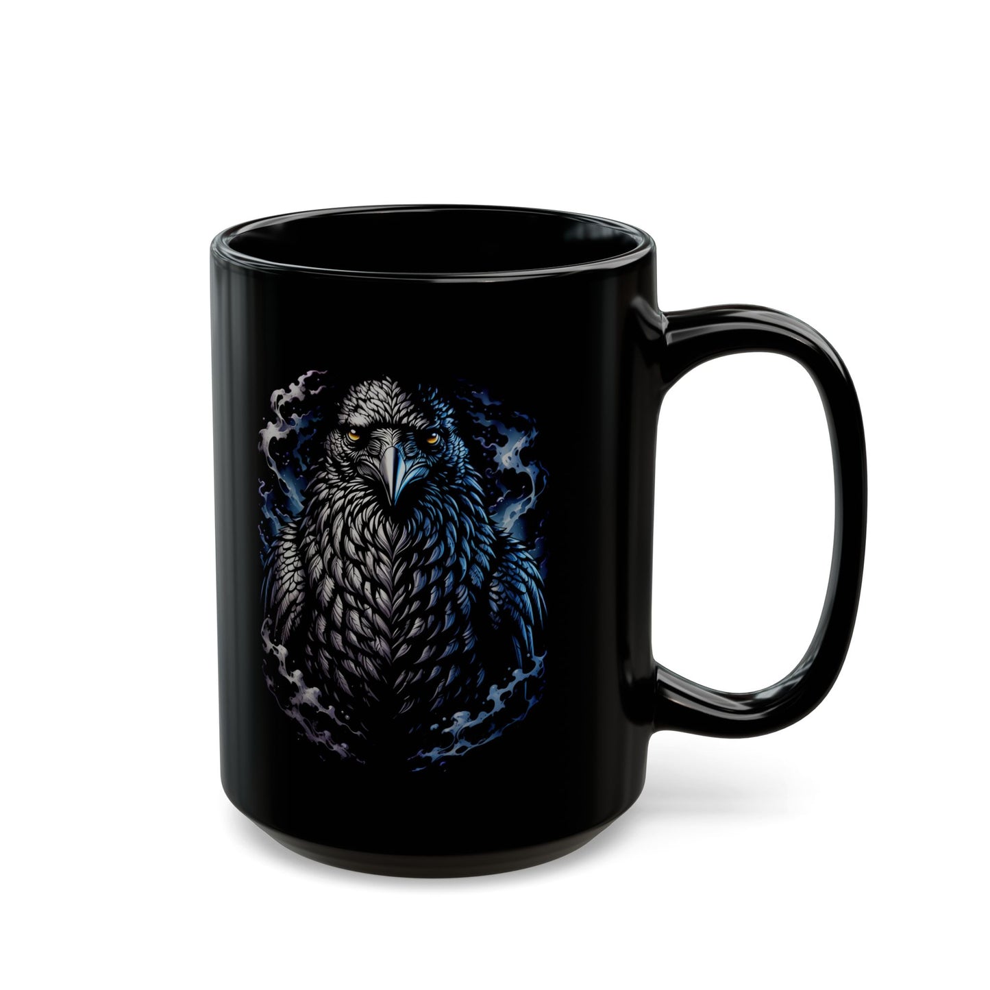 Raven Head on Black Smoke Edition Black Mug (11oz, 15oz)