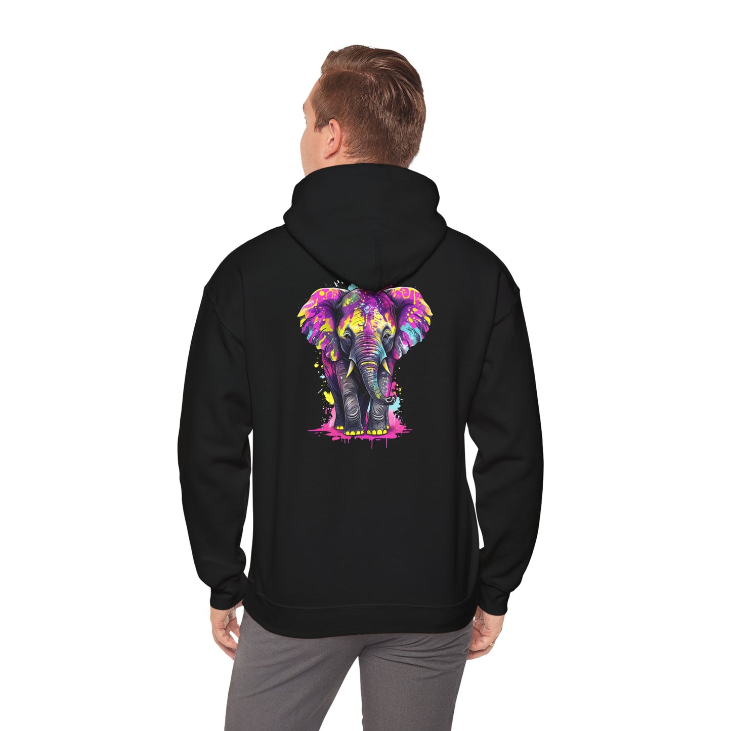 Colorful Elephant Art Hoodie for Men & Women, Cozy Heavy Blend Sweatshirt