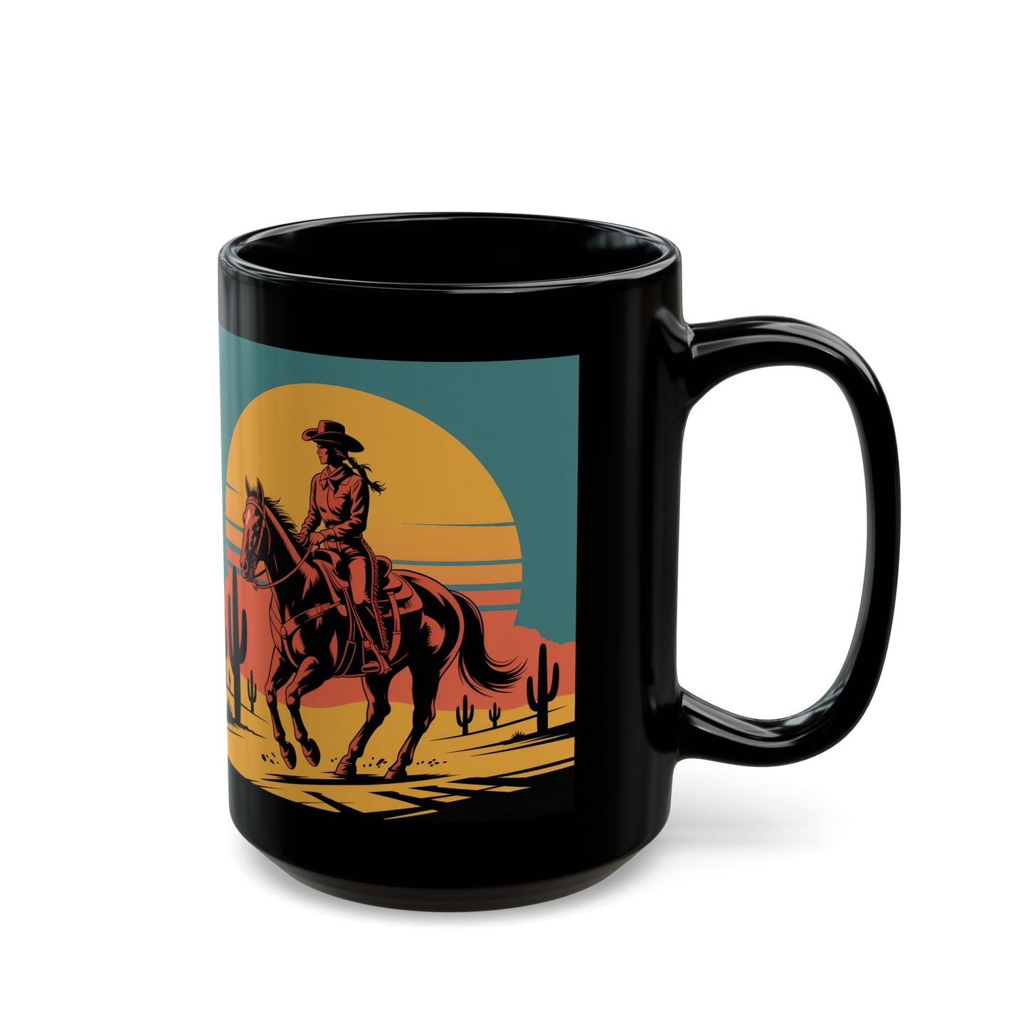 Cowgirl rider Black Mug (15oz)