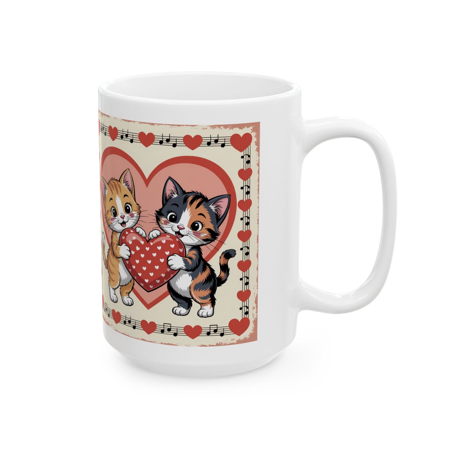 Cute Heart Kittens Coffee Cup 15oz- Score 85