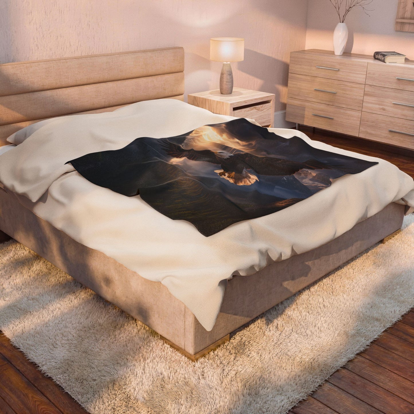Eagle Throw Blanket 60x80 – Mountain Wildlife Plush Blanket for Couch Bed Sofa – Rustic Lodge Decor – Summit Sovereign by Lair Gadgets