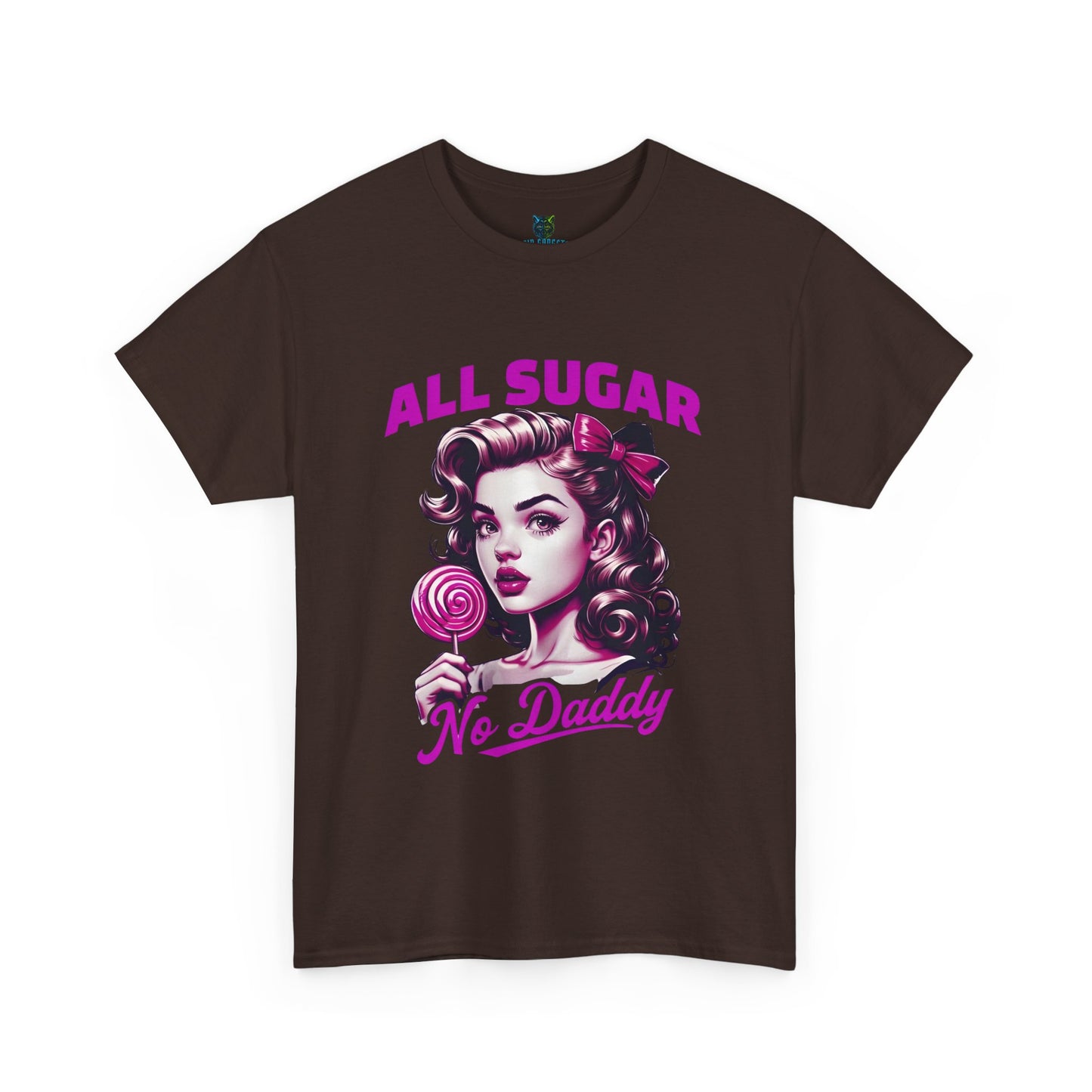 All Sugar No Daddy Heavy Cotton Tee - Fun Retro Graphic Tee for Sweet Tooth Lovers