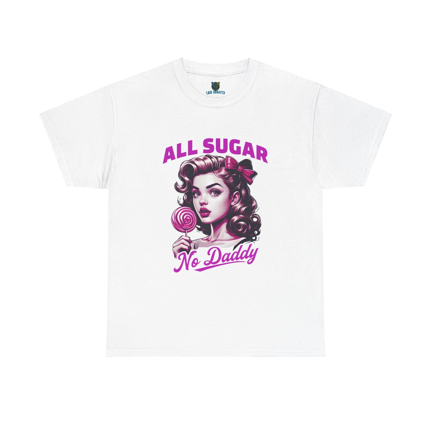 All Sugar No Daddy Heavy Cotton Tee - Fun Retro Graphic Tee for Sweet Tooth Lovers