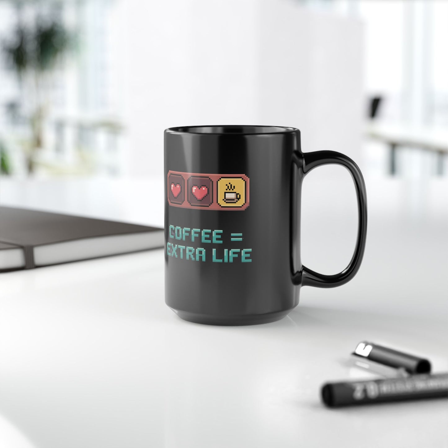Gamer Coffee Mug - "Coffee = Extra Life" - Perfect Gift for Gamers, Coffee Lovers, Birthday, Holidays